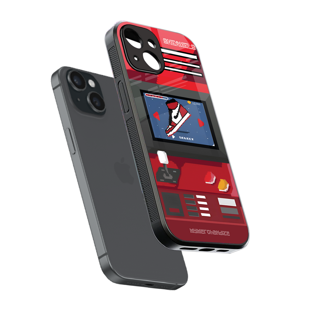 sneaxels red back phone cover | glass case for iphone 15