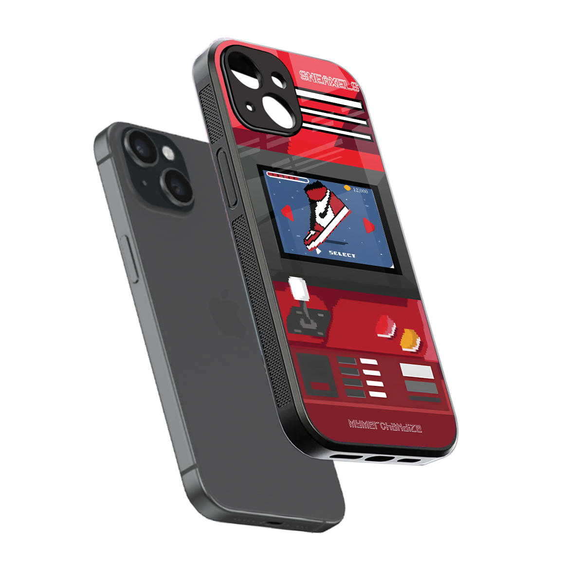 sneaxels red back phone cover | glass case for iphone 15