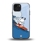 snoopy surfing back phone cover | glass case for iphone 13 mini