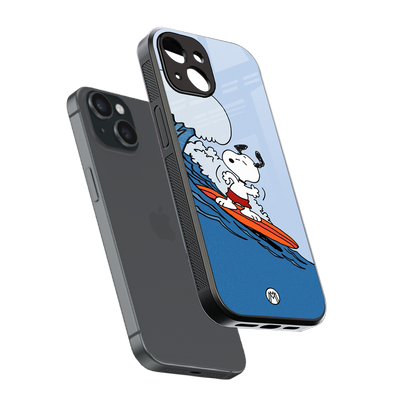 snoopy surfing back phone cover | glass case for iphone 13 mini