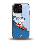 snoopy surfing back phone cover | glass case for iphone 13 pro
