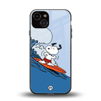 snoopy surfing back phone cover | glass case for iphone 13
