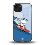 snoopy surfing back phone cover | glass case for iphone 15
