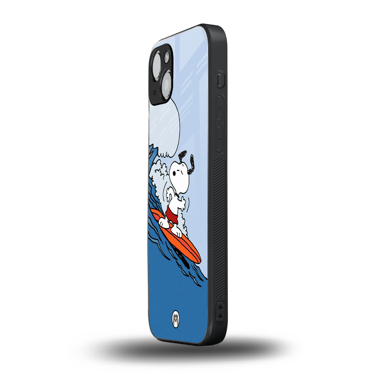 snoopy surfing back phone cover | glass case for iphone 15
