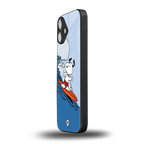 snoopy surfing back phone cover | glass case for iphone 16 plus