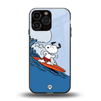 snoopy surfing back phone cover | glass case for iphone 16 pro max