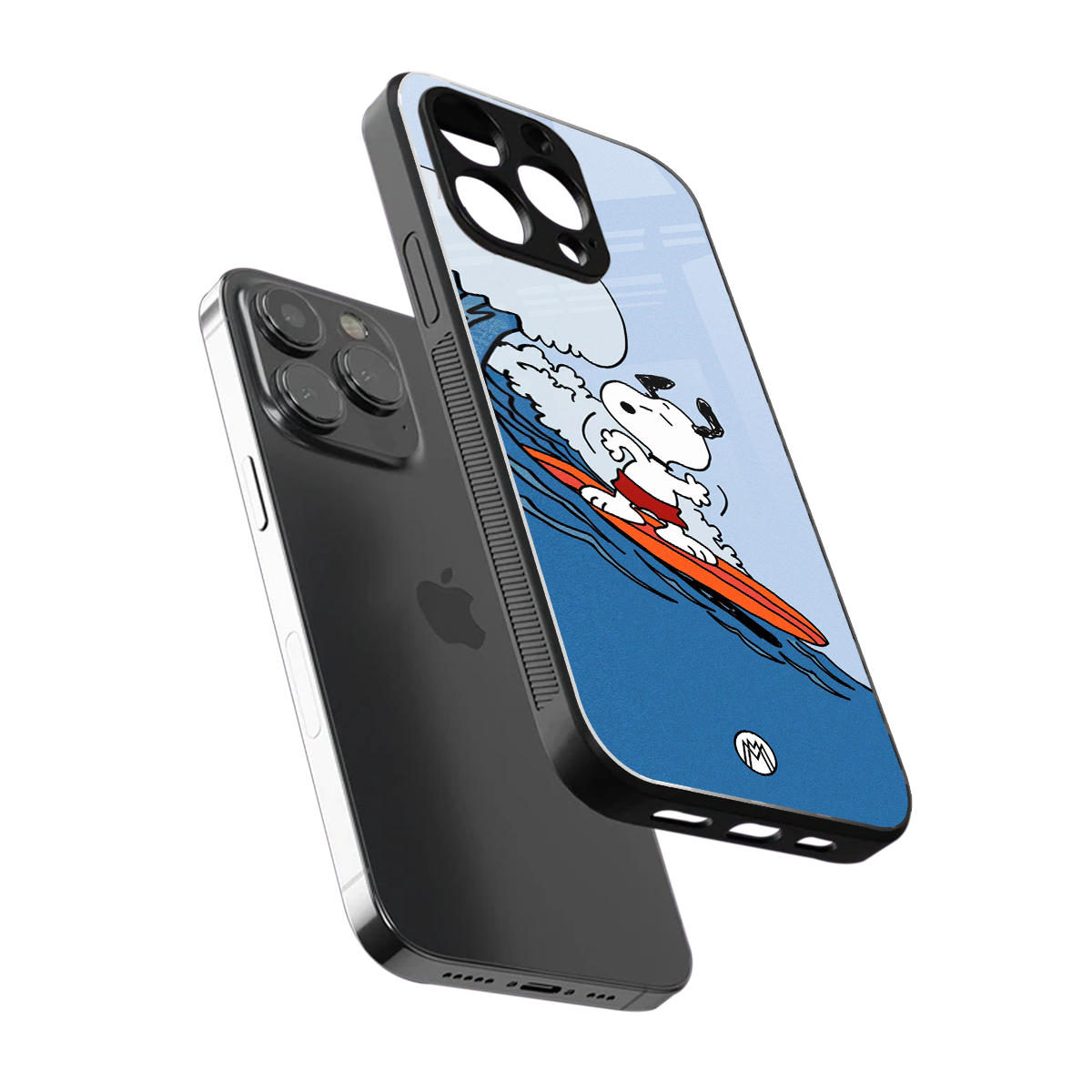 snoopy surfing back phone cover | glass case for iphone 16 pro max