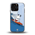 snoopy surfing back phone cover | glass case for iphone 16 pro