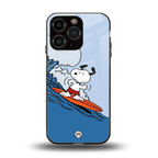 snoopy surfing back phone cover | glass case for iphone 16 pro