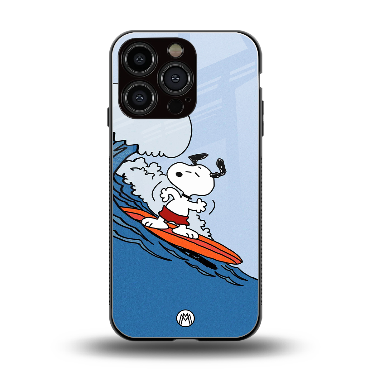 snoopy surfing back phone cover | glass case for iphone 16 pro
