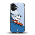 snoopy surfing back phone cover | glass case for iphone 16