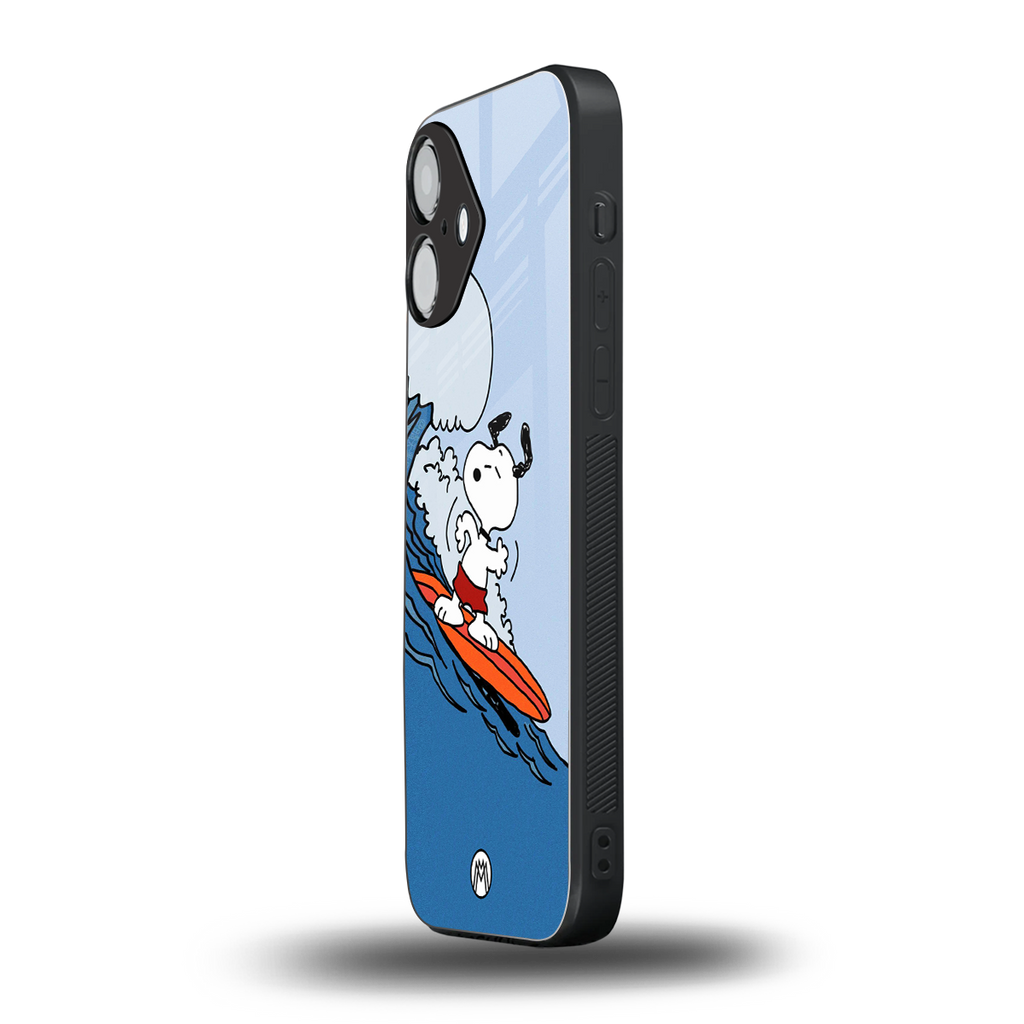 snoopy surfing back phone cover | glass case for iphone 16