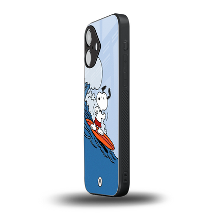 snoopy surfing back phone cover | glass case for iphone 16