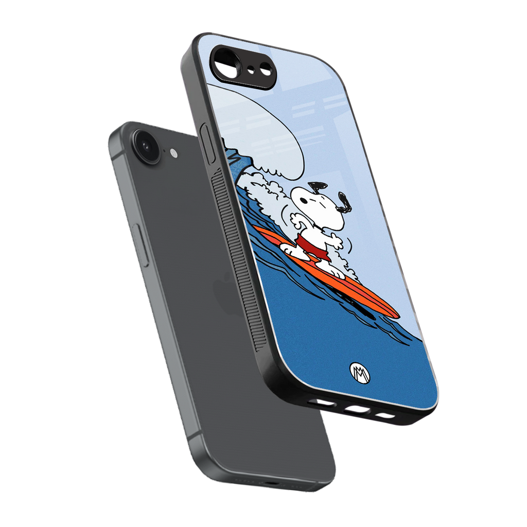 snoopy surfing back phone cover | glass case for iphone 16e