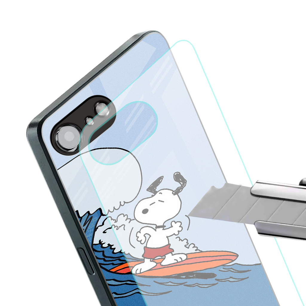 snoopy surfing back phone cover | glass case for iphone 16e