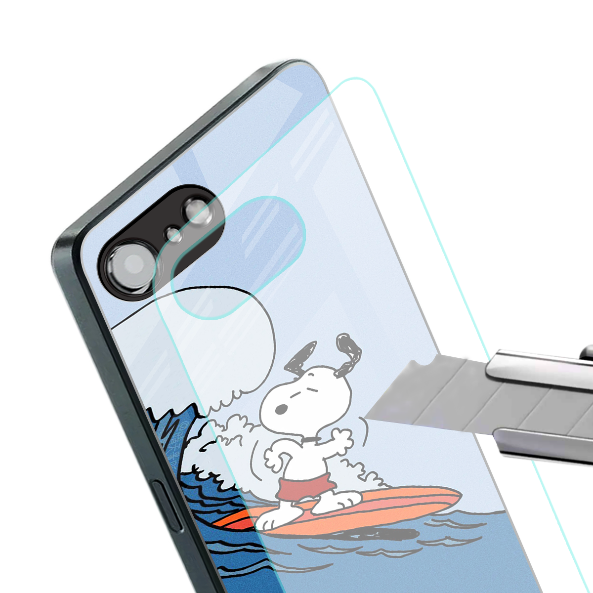 snoopy surfing back phone cover | glass case for iphone 16e