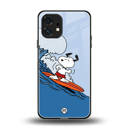 snoopy surfing back phone cover | glass case for nothing phone 1