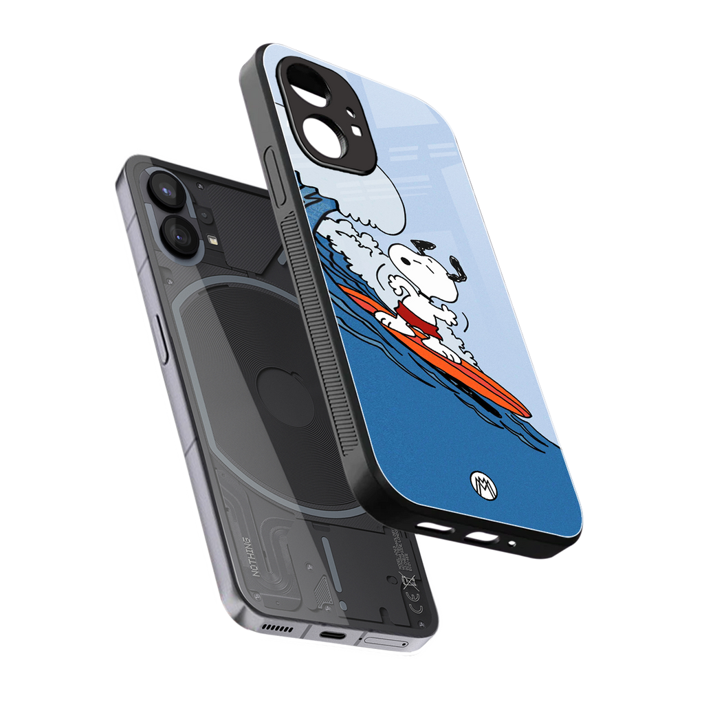 snoopy surfing back phone cover | glass case for nothing phone 1