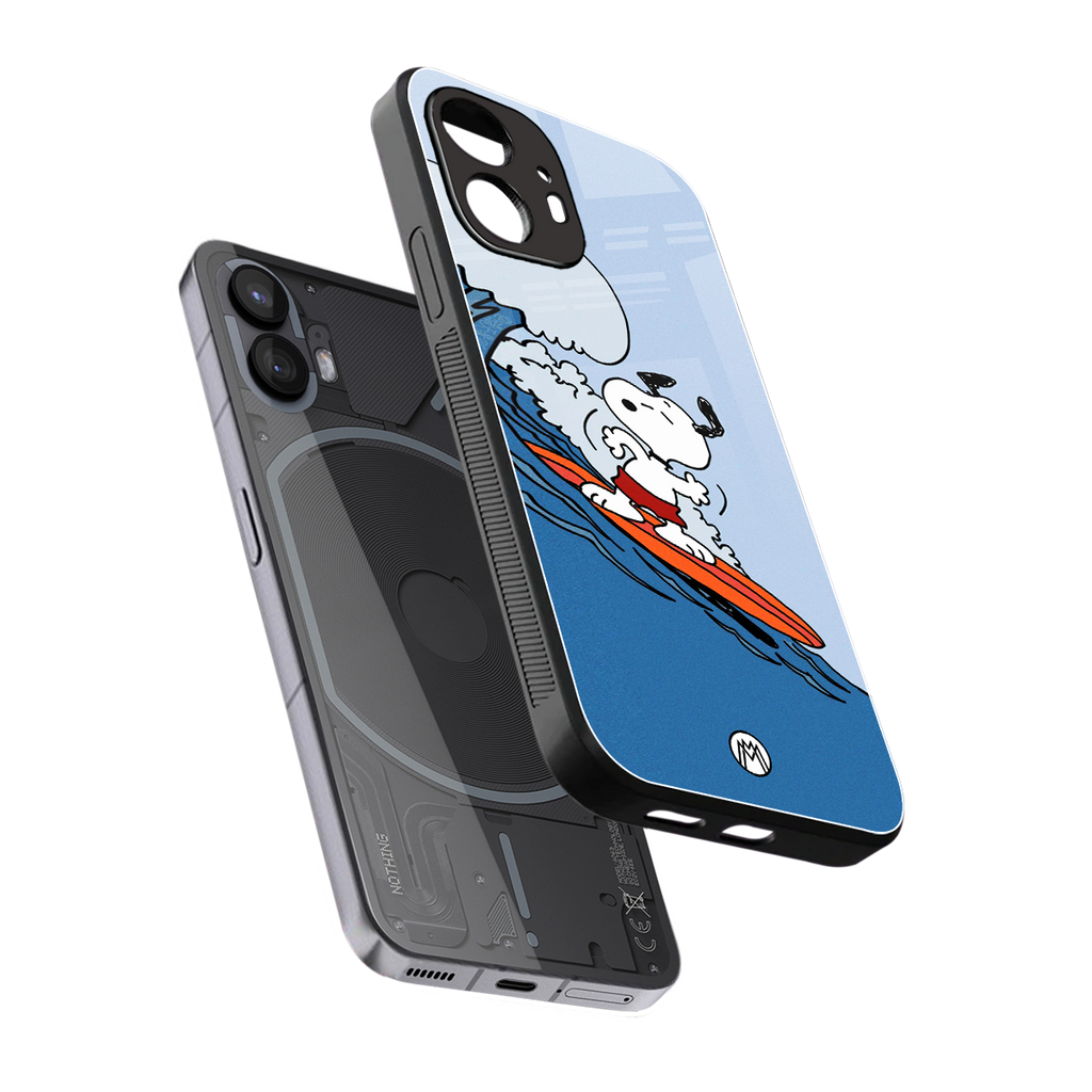 snoopy surfing back phone cover | glass case for nothing phone 2