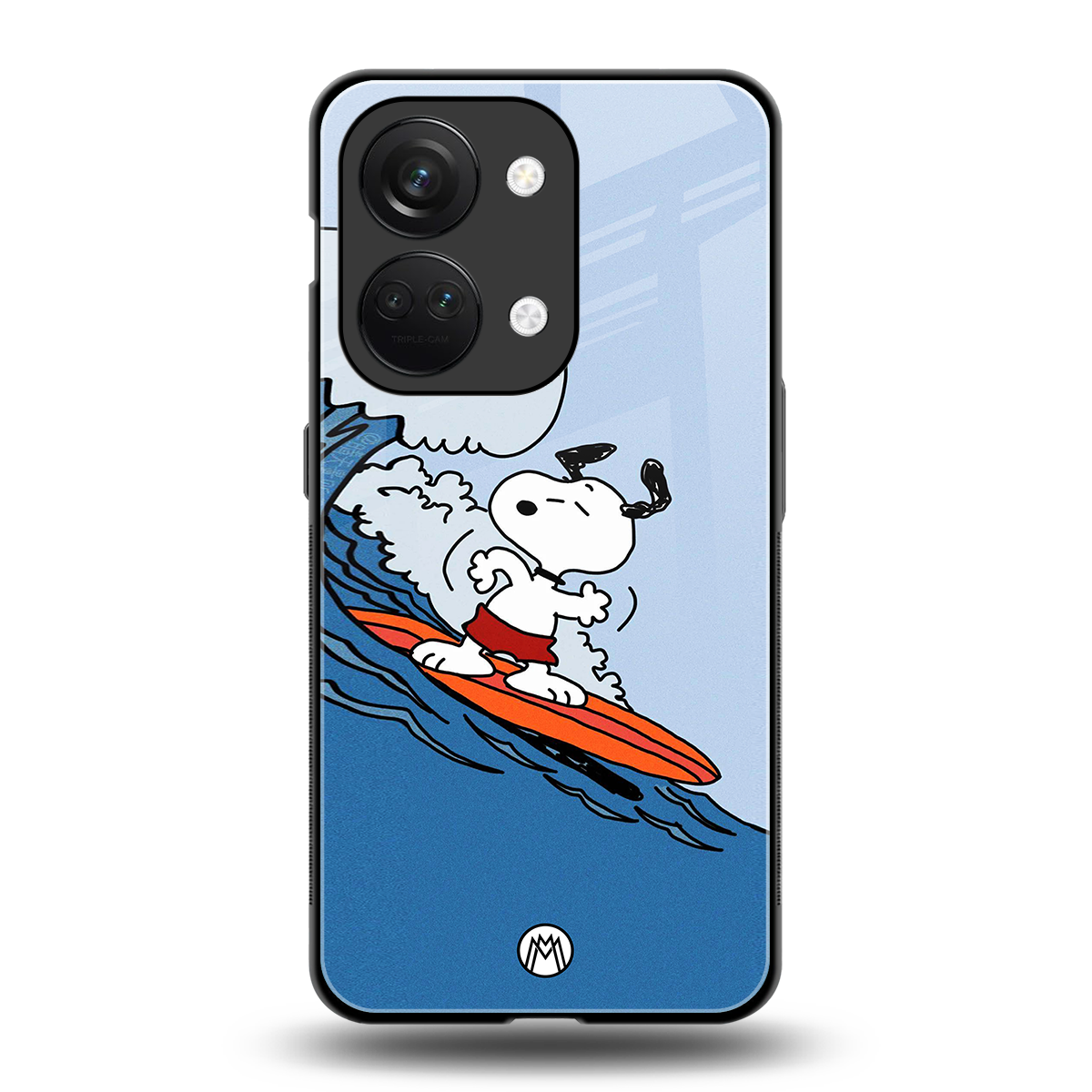 snoopy surfing back phone cover | glass case for oneplus nord 3