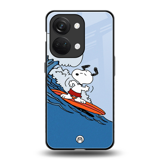 snoopy surfing back phone cover | glass case for oneplus nord 3