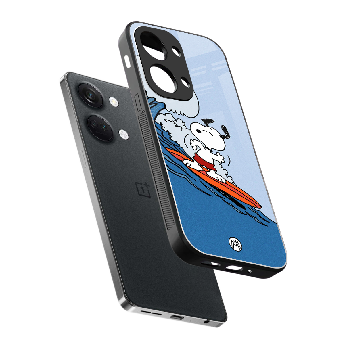snoopy surfing back phone cover | glass case for oneplus nord 3