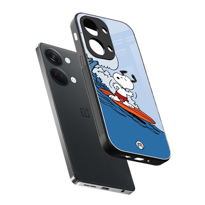 snoopy surfing back phone cover | glass case for oneplus nord 3