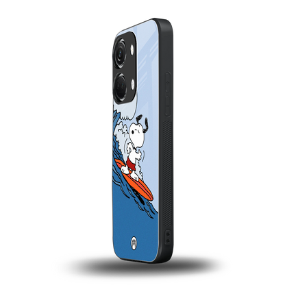 snoopy surfing back phone cover | glass case for oneplus nord 3