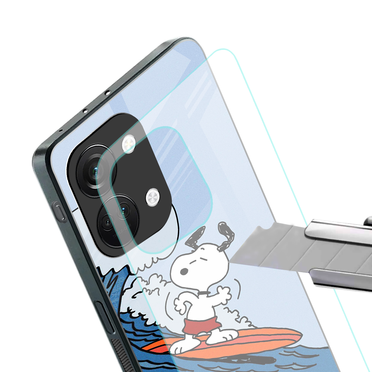 snoopy surfing back phone cover | glass case for oneplus nord 3