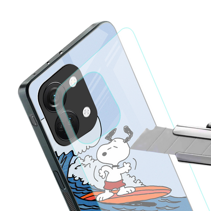 snoopy surfing back phone cover | glass case for oneplus nord 3