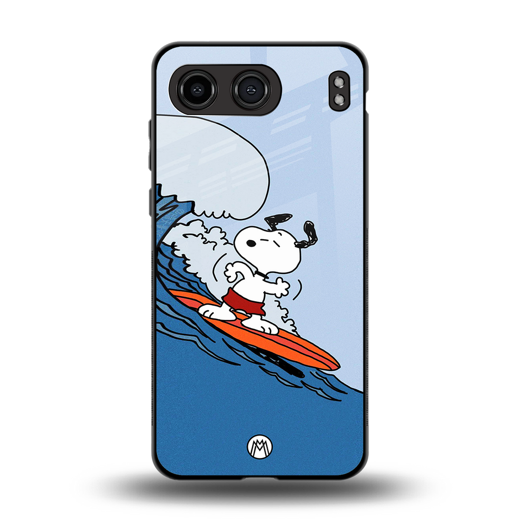 snoopy surfing back phone cover | glass case for oneplus nord 4