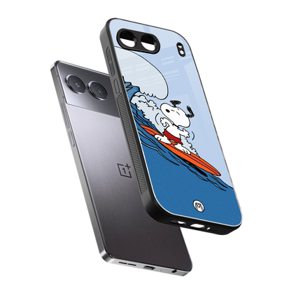 snoopy surfing back phone cover | glass case for oneplus nord 4