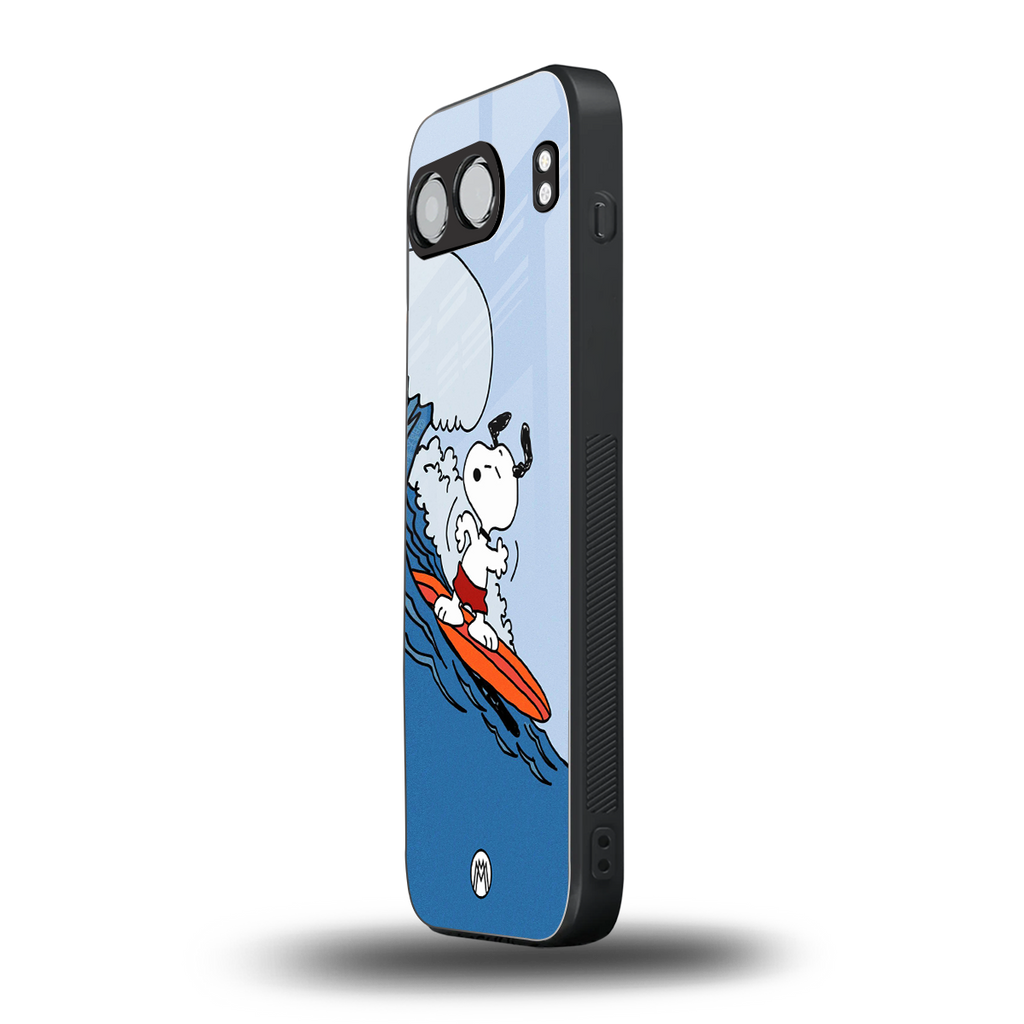 snoopy surfing back phone cover | glass case for oneplus nord 4