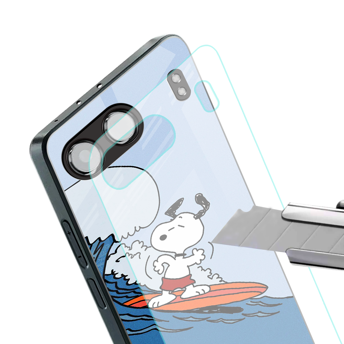 snoopy surfing back phone cover | glass case for oneplus nord 4