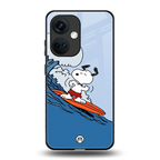 snoopy surfing back phone cover | glass case for oneplus nord ce 3