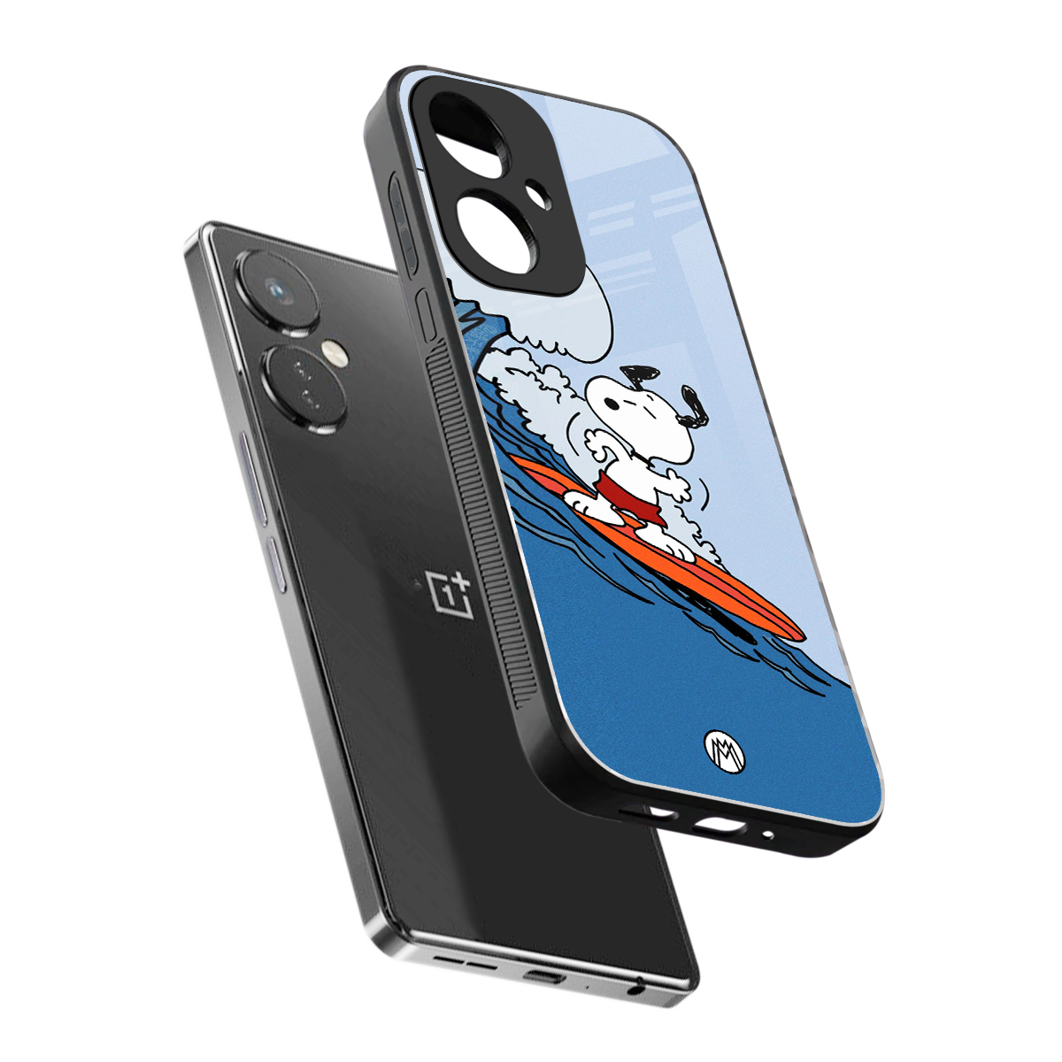 snoopy surfing back phone cover | glass case for oneplus nord ce 3