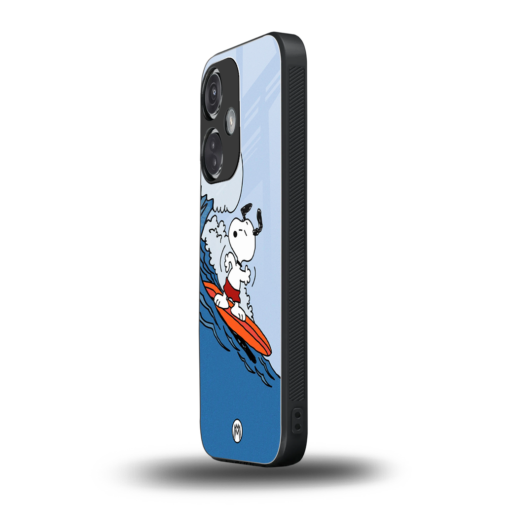 snoopy surfing back phone cover | glass case for oneplus nord ce 3