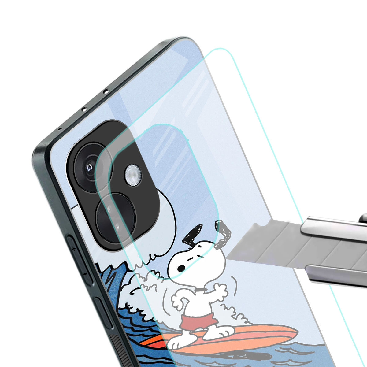 snoopy surfing back phone cover | glass case for oneplus nord ce 3