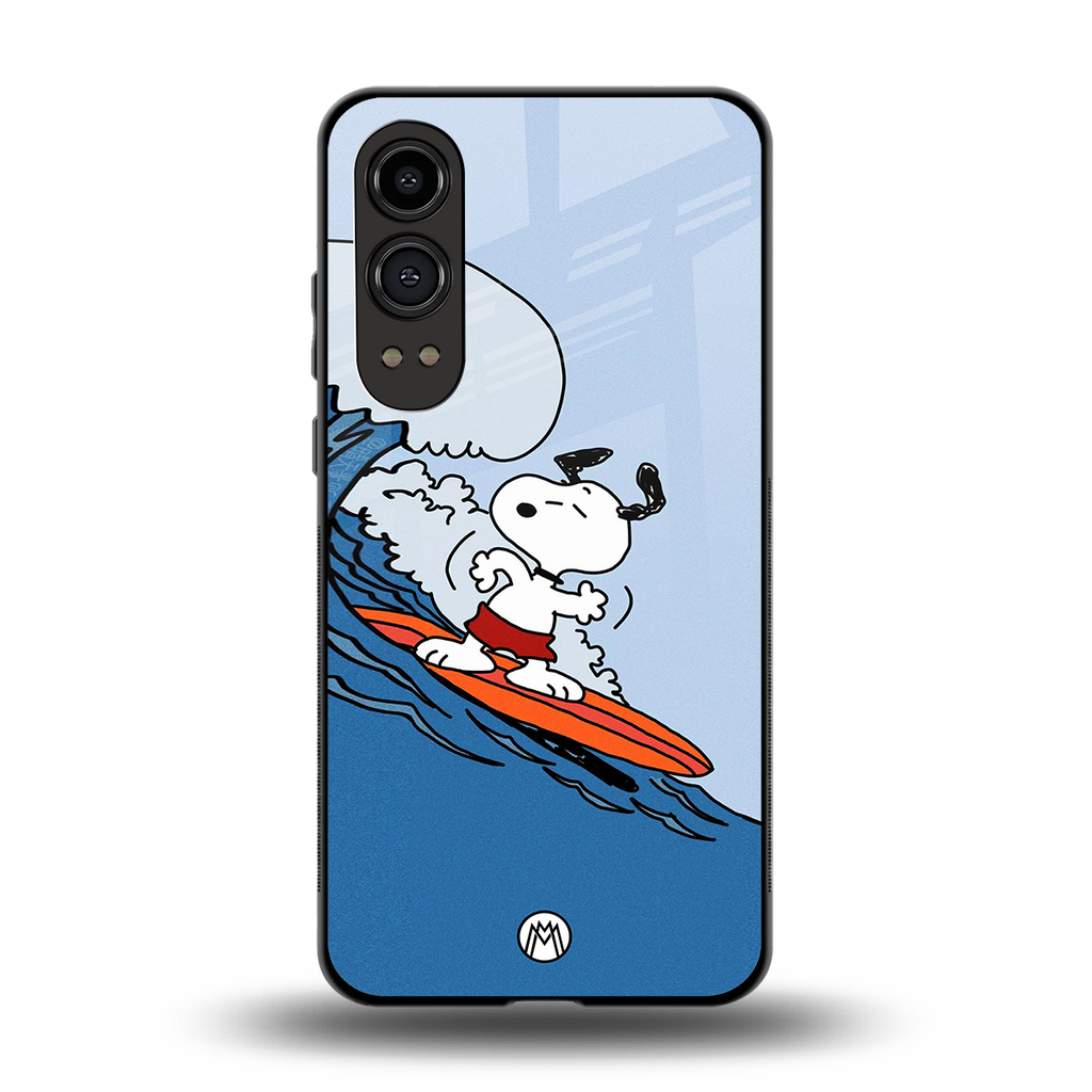 snoopy surfing back phone cover | glass case for oneplus nord ce 4 lite