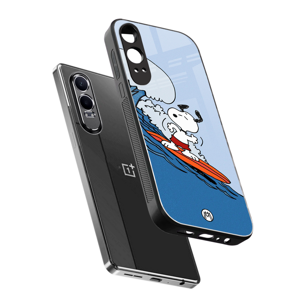 snoopy surfing back phone cover | glass case for oneplus nord ce 4 lite