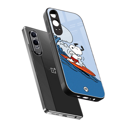 snoopy surfing back phone cover | glass case for oneplus nord ce 4 lite
