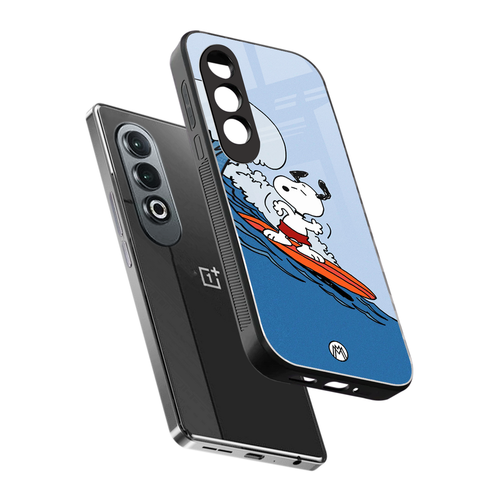 snoopy surfing back phone cover | glass case for oneplus nord ce 4