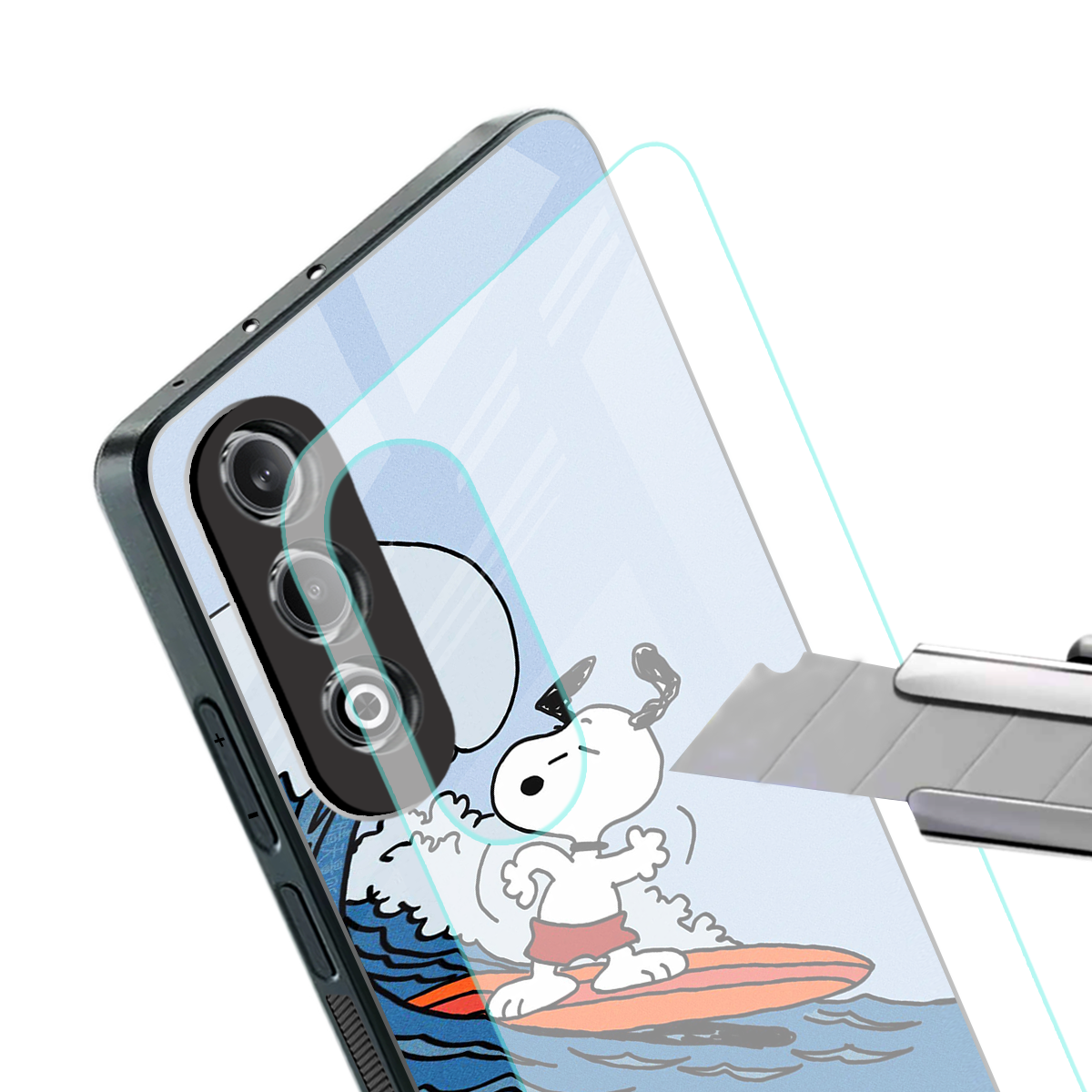 snoopy surfing back phone cover | glass case for oneplus nord ce 4