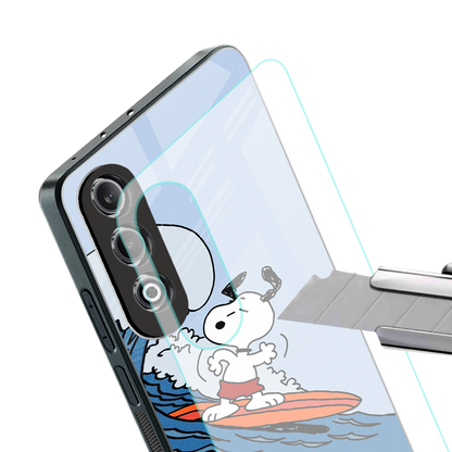 snoopy surfing back phone cover | glass case for oneplus nord ce 4
