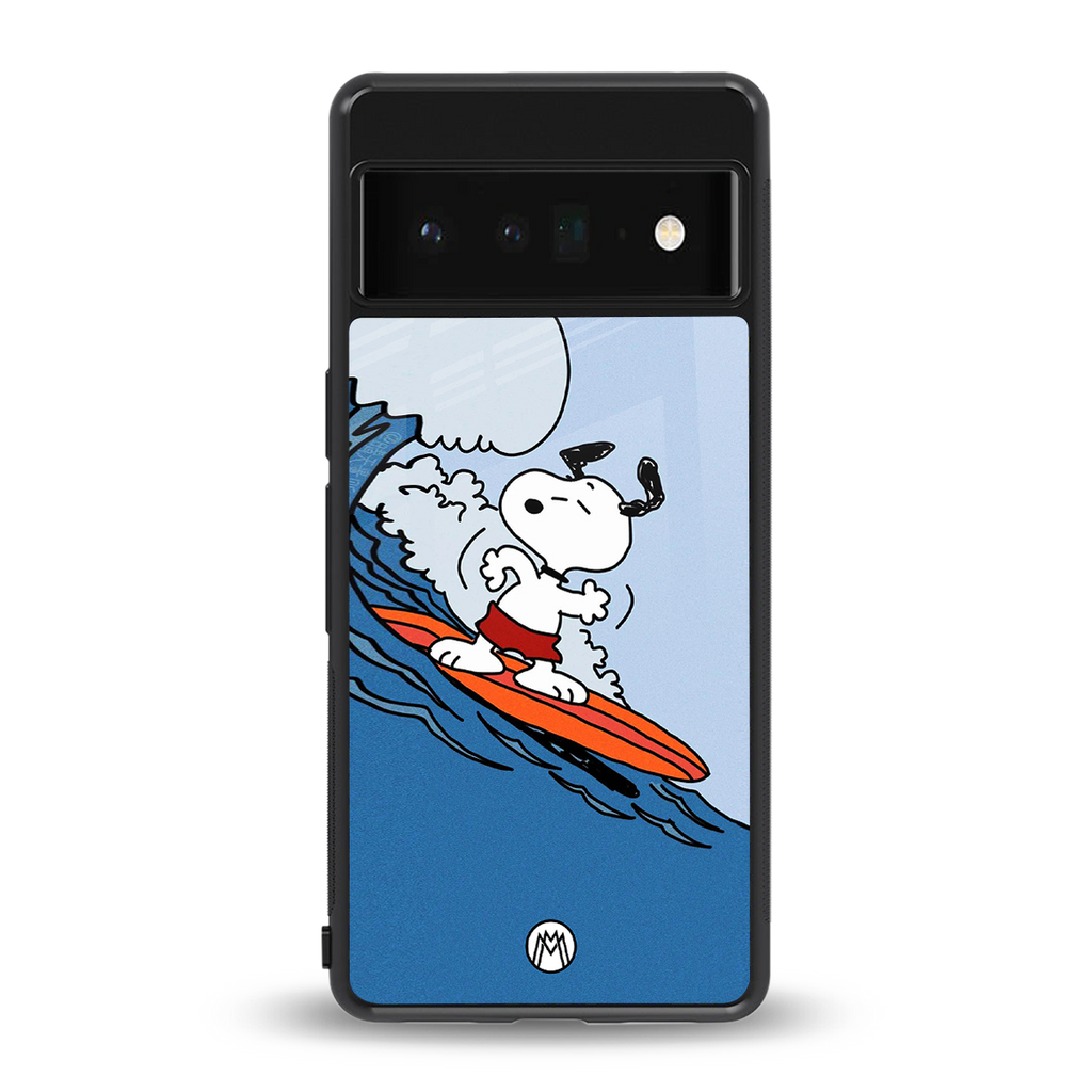 snoopy surfing back phone cover | glass case for google pixel 6 pro