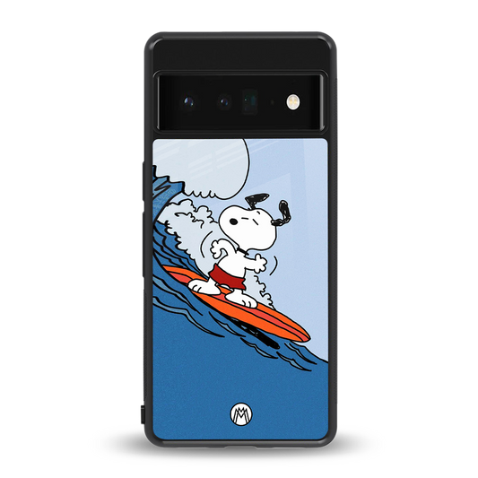 snoopy surfing back phone cover | glass case for google pixel 6 pro
