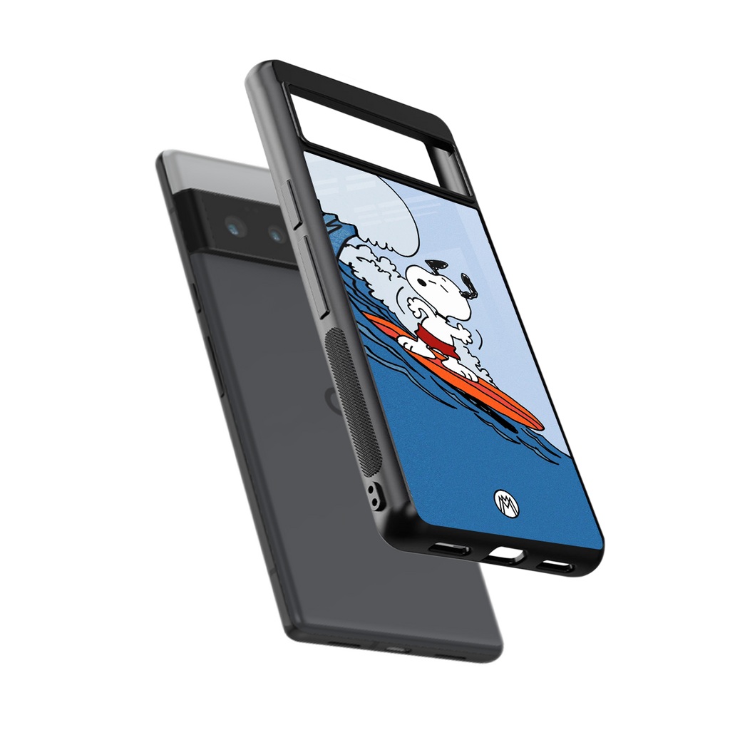 snoopy surfing back phone cover | glass case for google pixel 6 pro