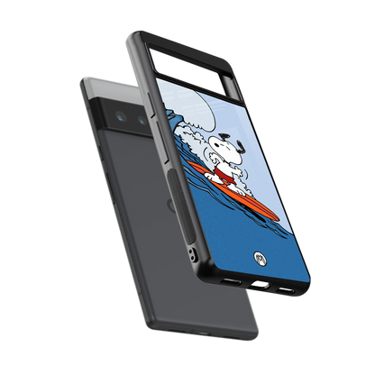 snoopy surfing back phone cover | glass case for google pixel 6 pro