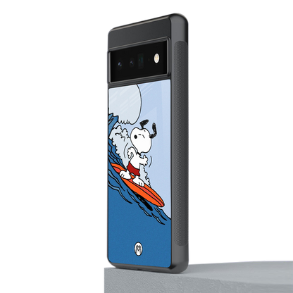 snoopy surfing back phone cover | glass case for google pixel 6 pro