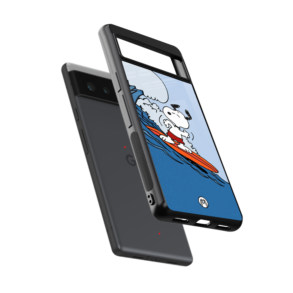 snoopy surfing back phone cover | glass case for google pixel 6